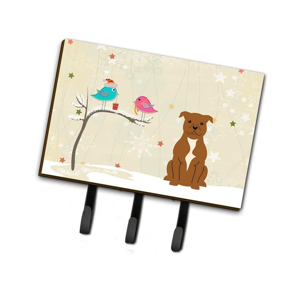 Micasa Christmas Presents Between Friends Staffordshire Bull Terrier Brown Leash or Key Holder MI219420